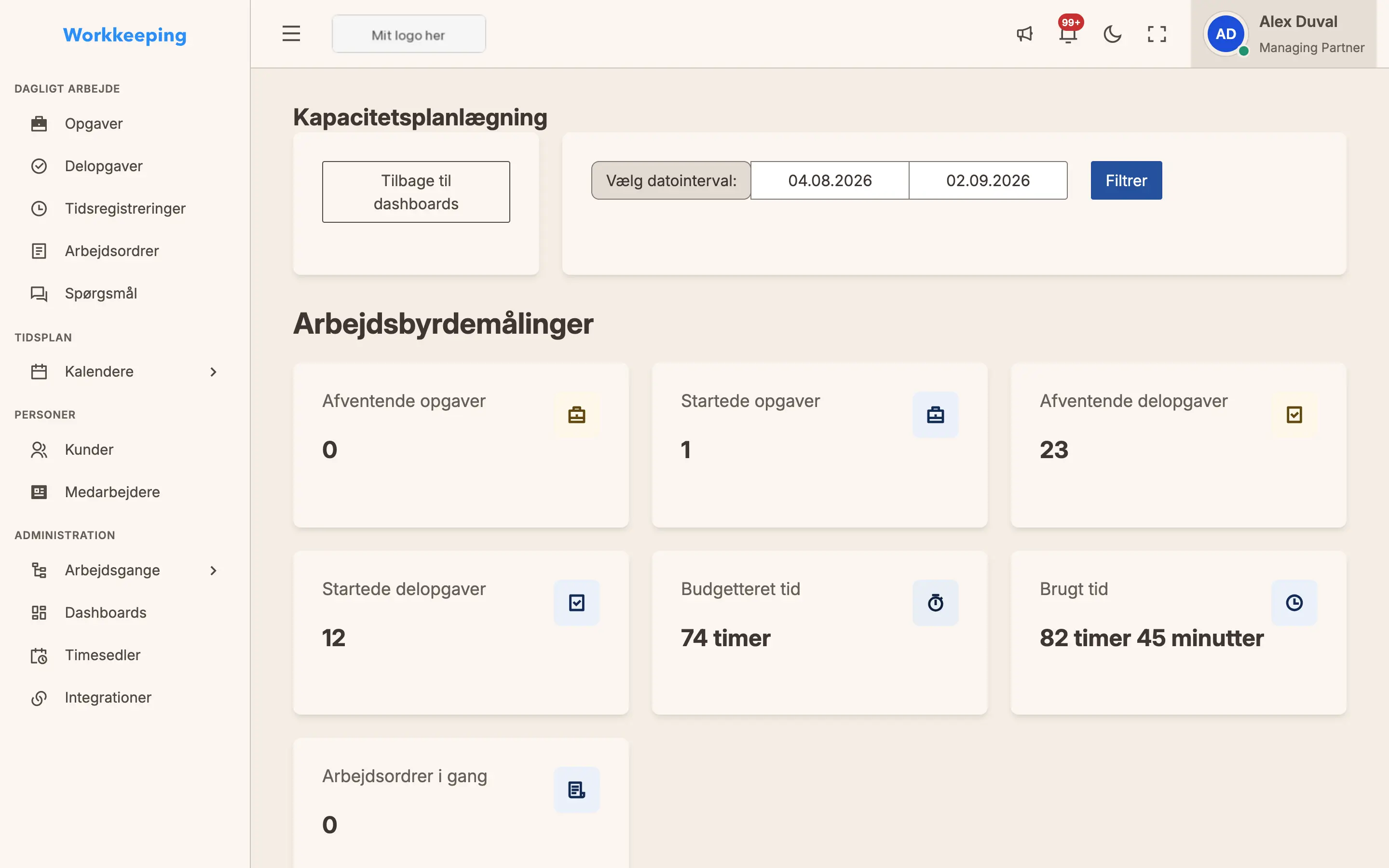 Capacity planning dashboard