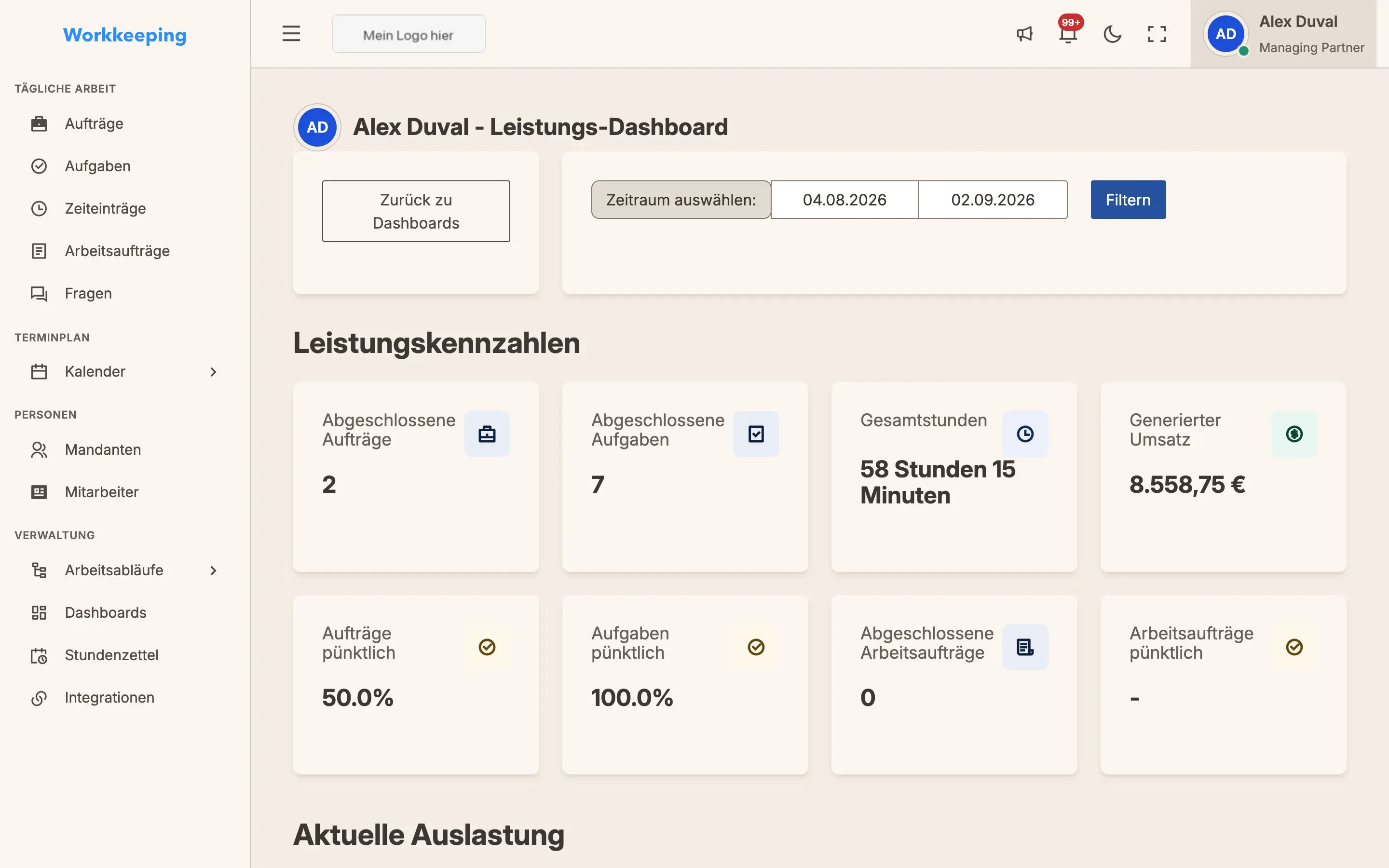 Employee performance dashboard