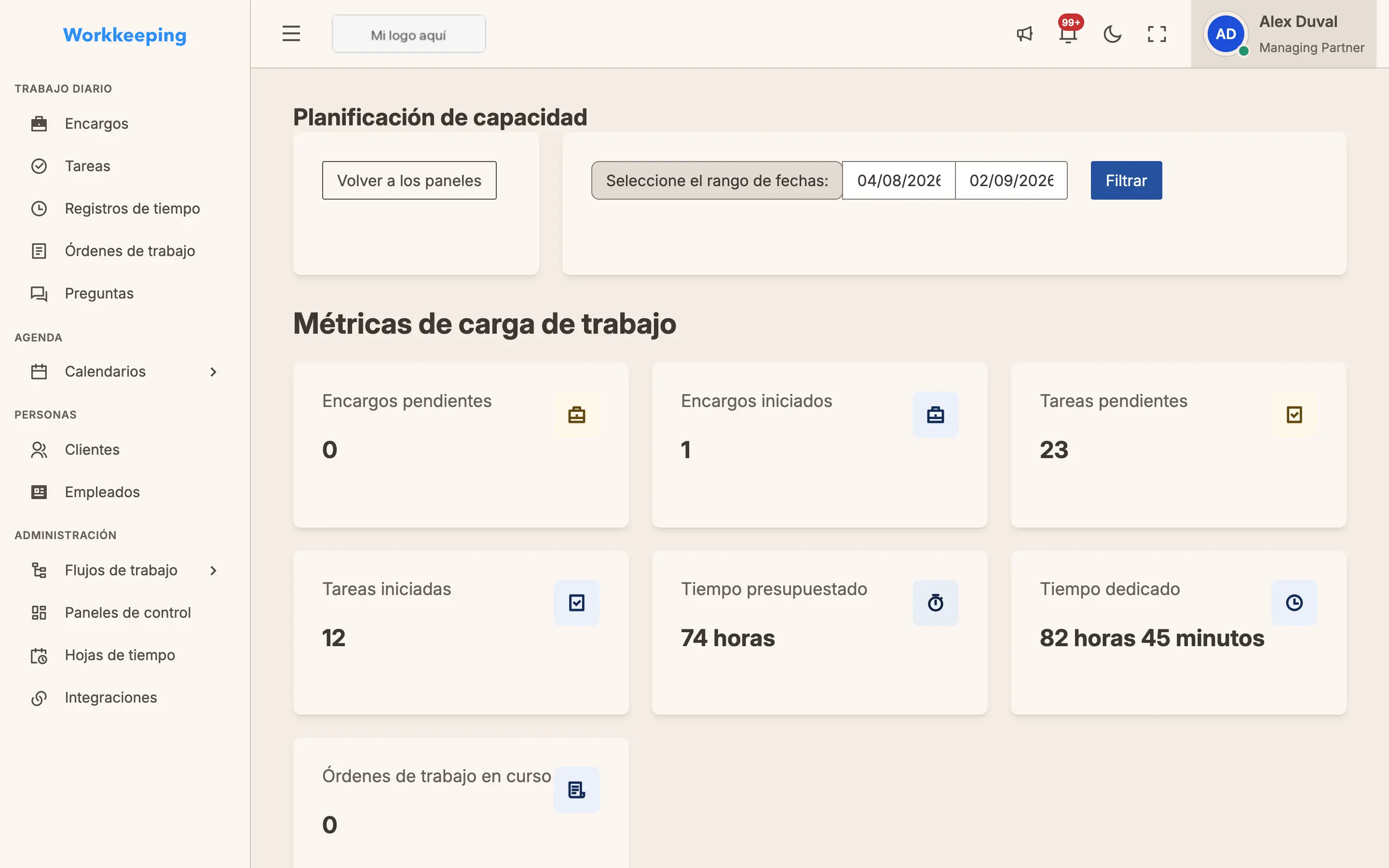 Capacity planning dashboard
