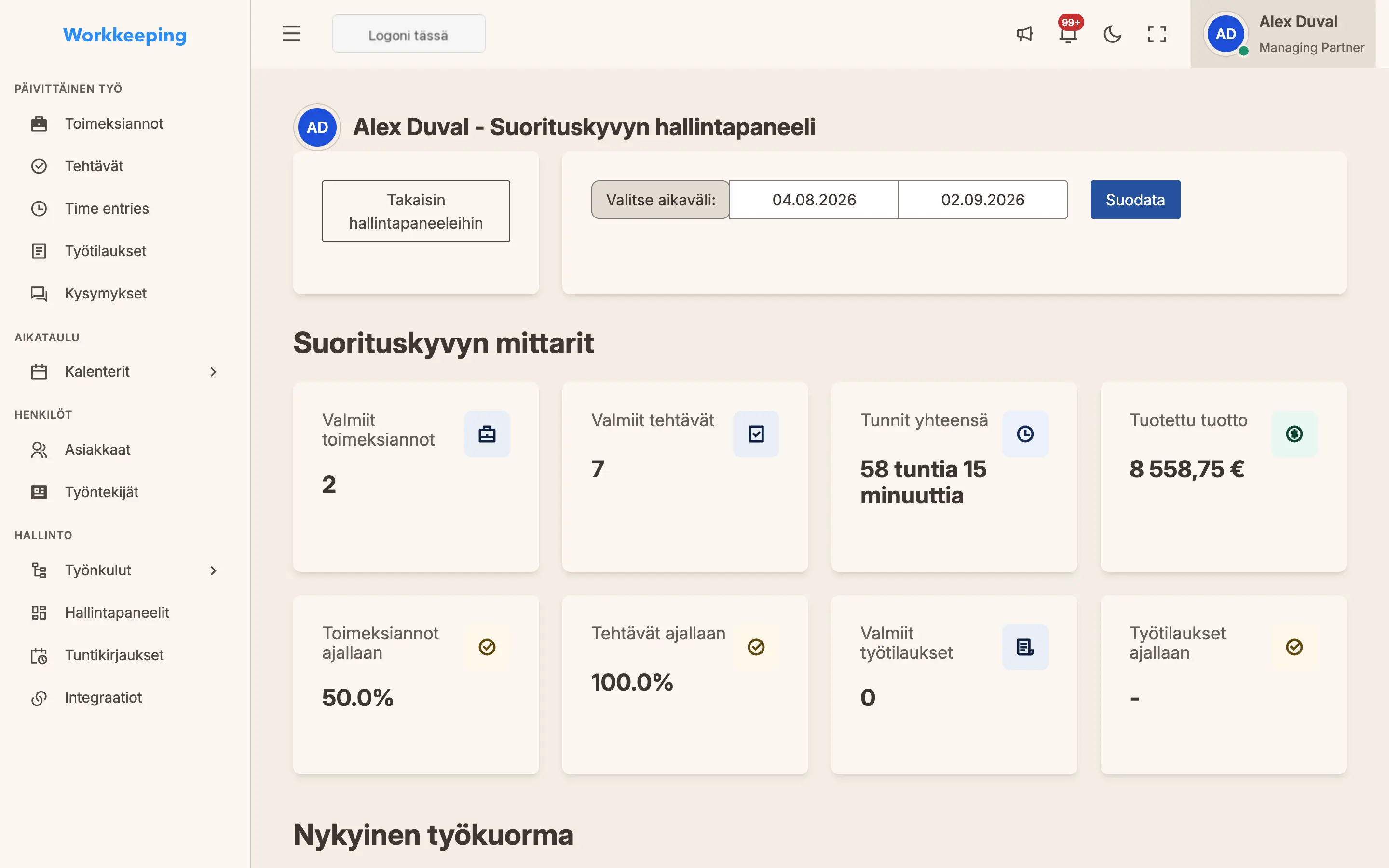 Employee performance dashboard