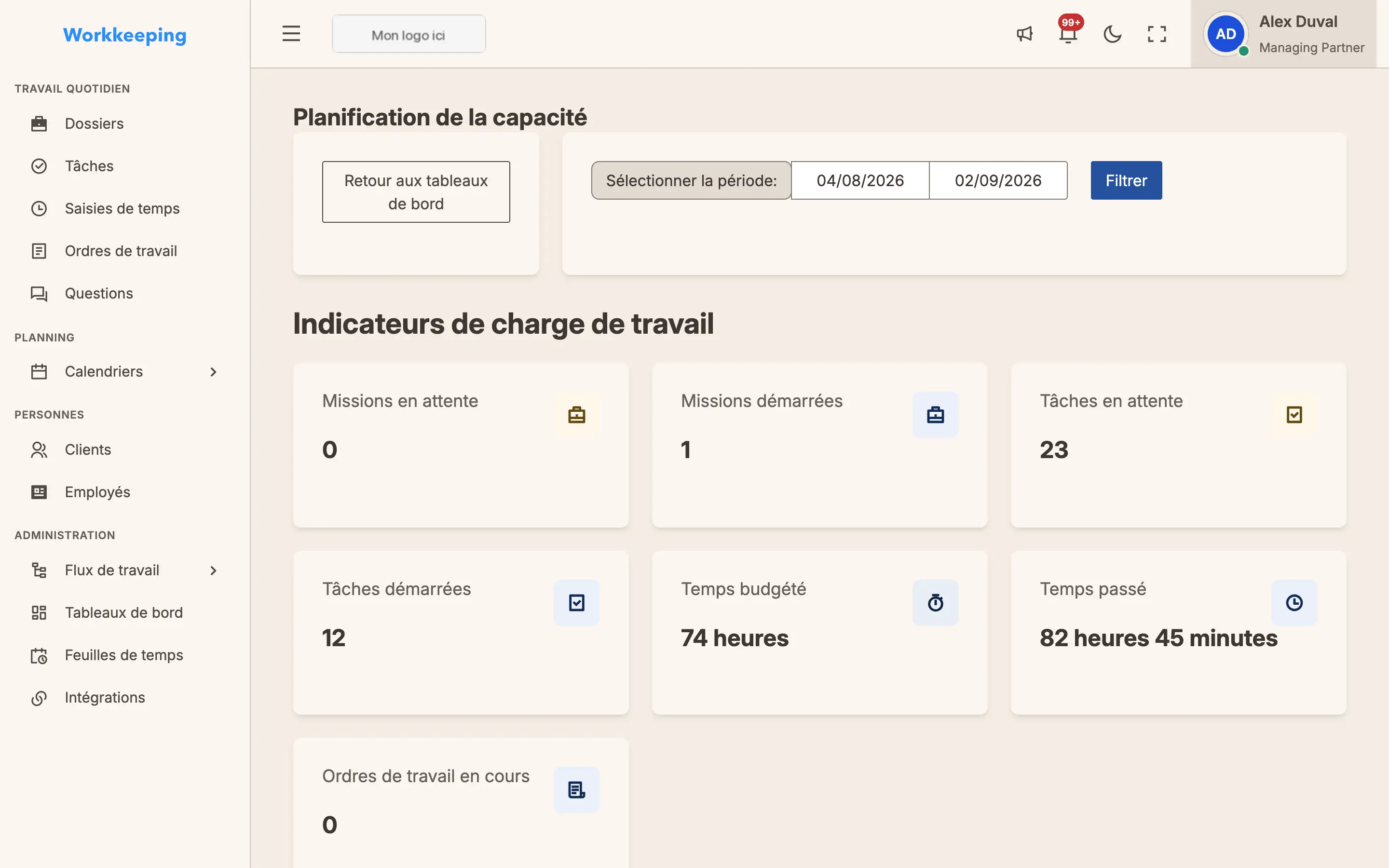 Capacity planning dashboard