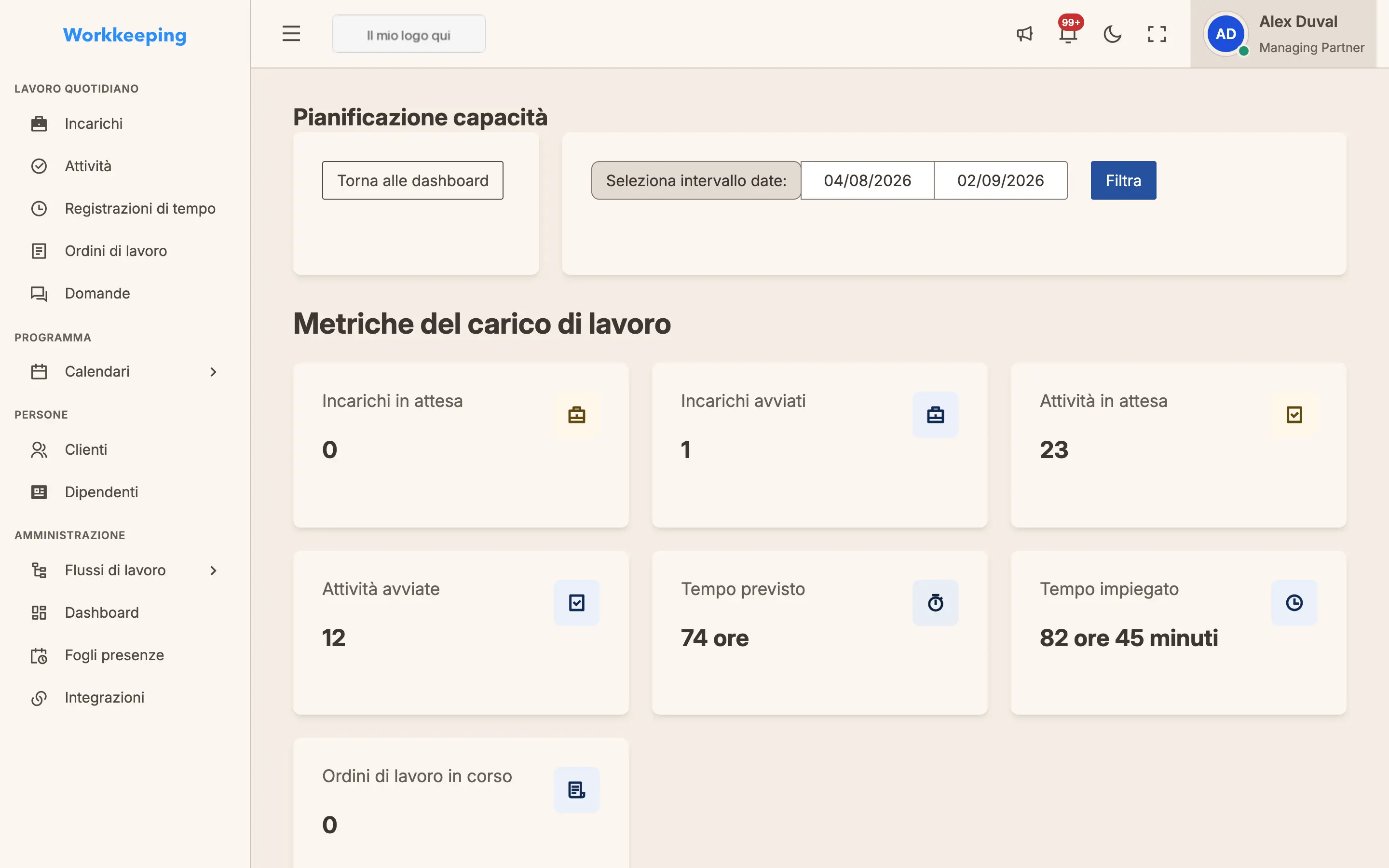 Capacity planning dashboard