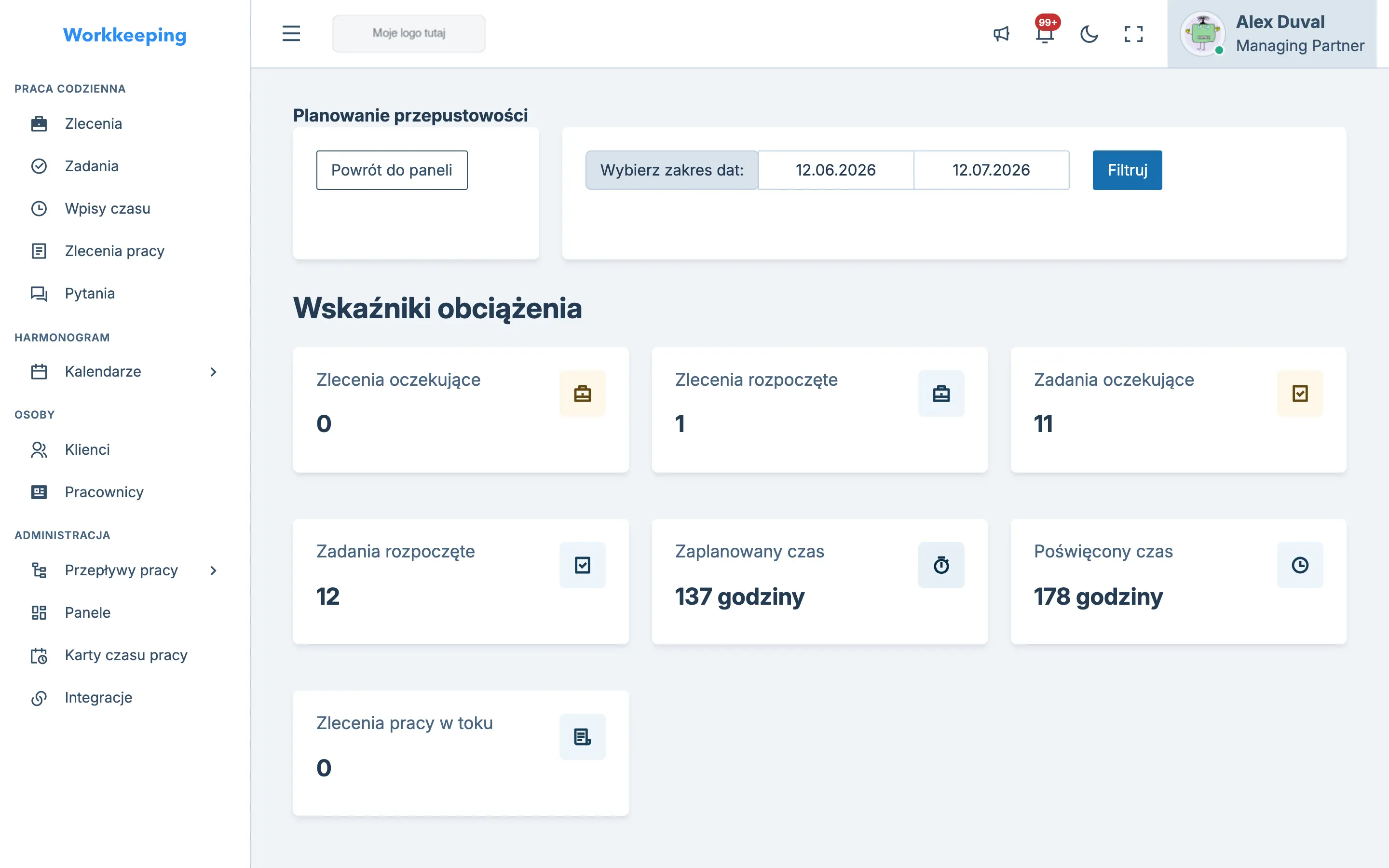 Panel planowania przepustowości