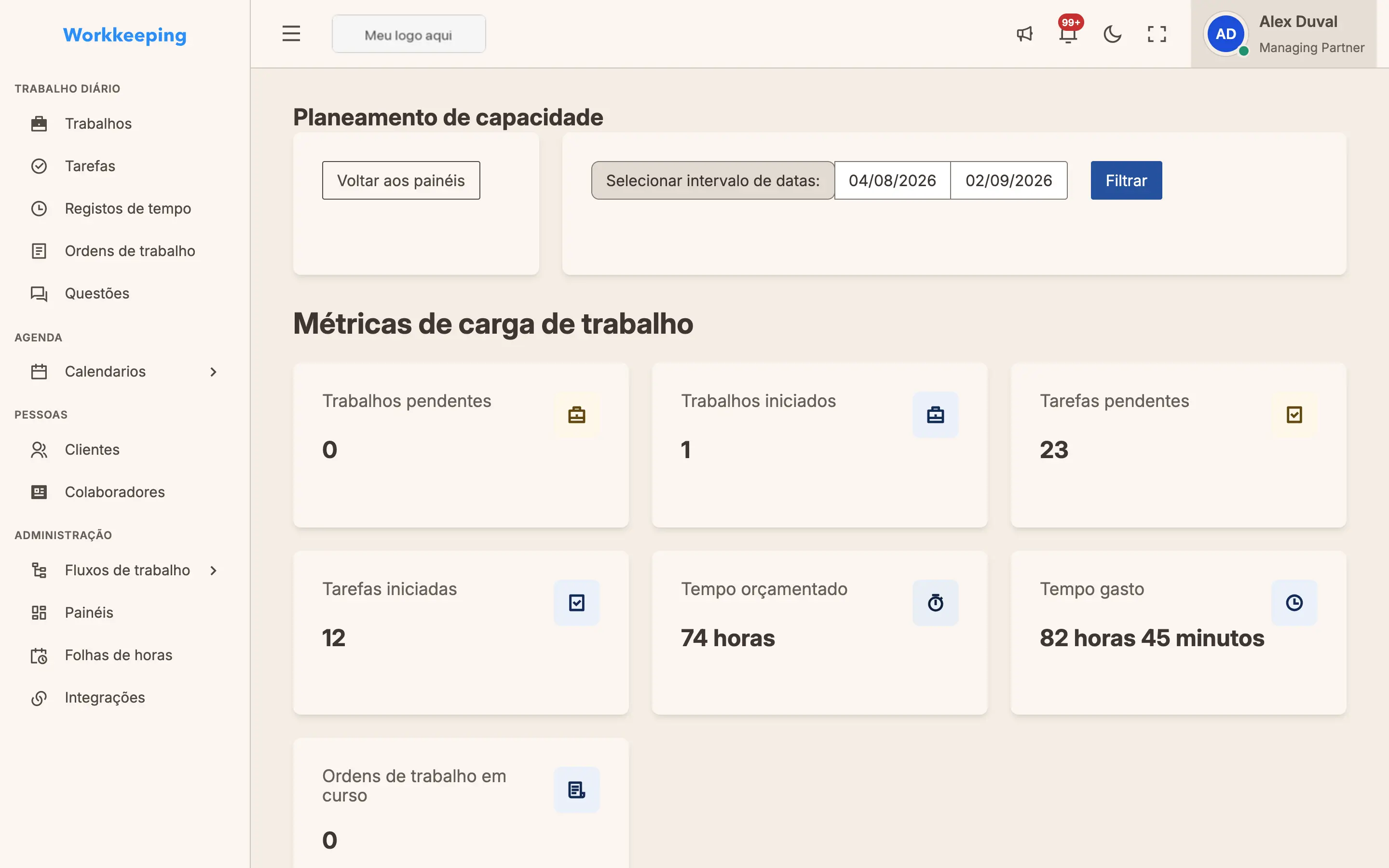 Capacity planning dashboard